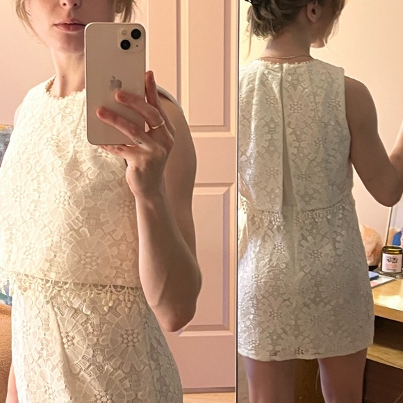 Lace Mini Dress - Cream - Picture 2 of 16